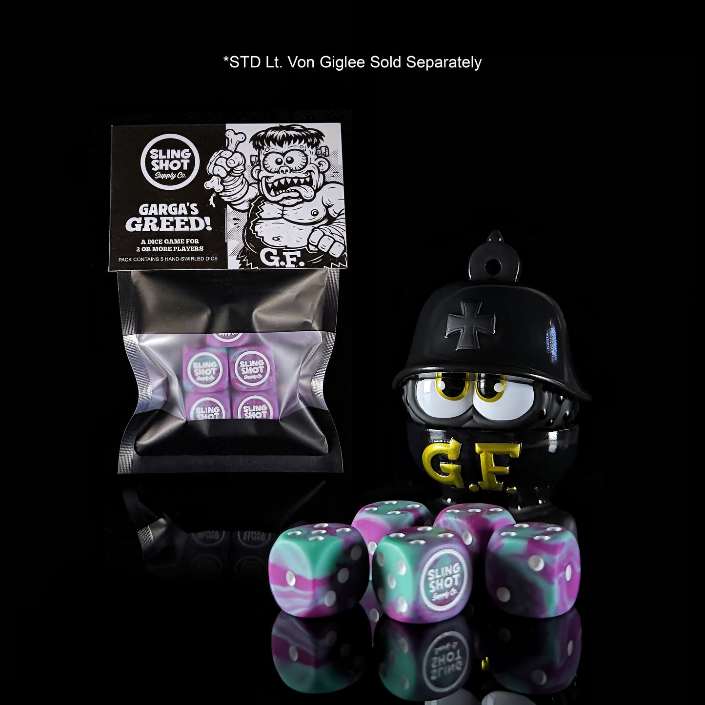 "Garga's Greed" Hand-Swirled Dice Set