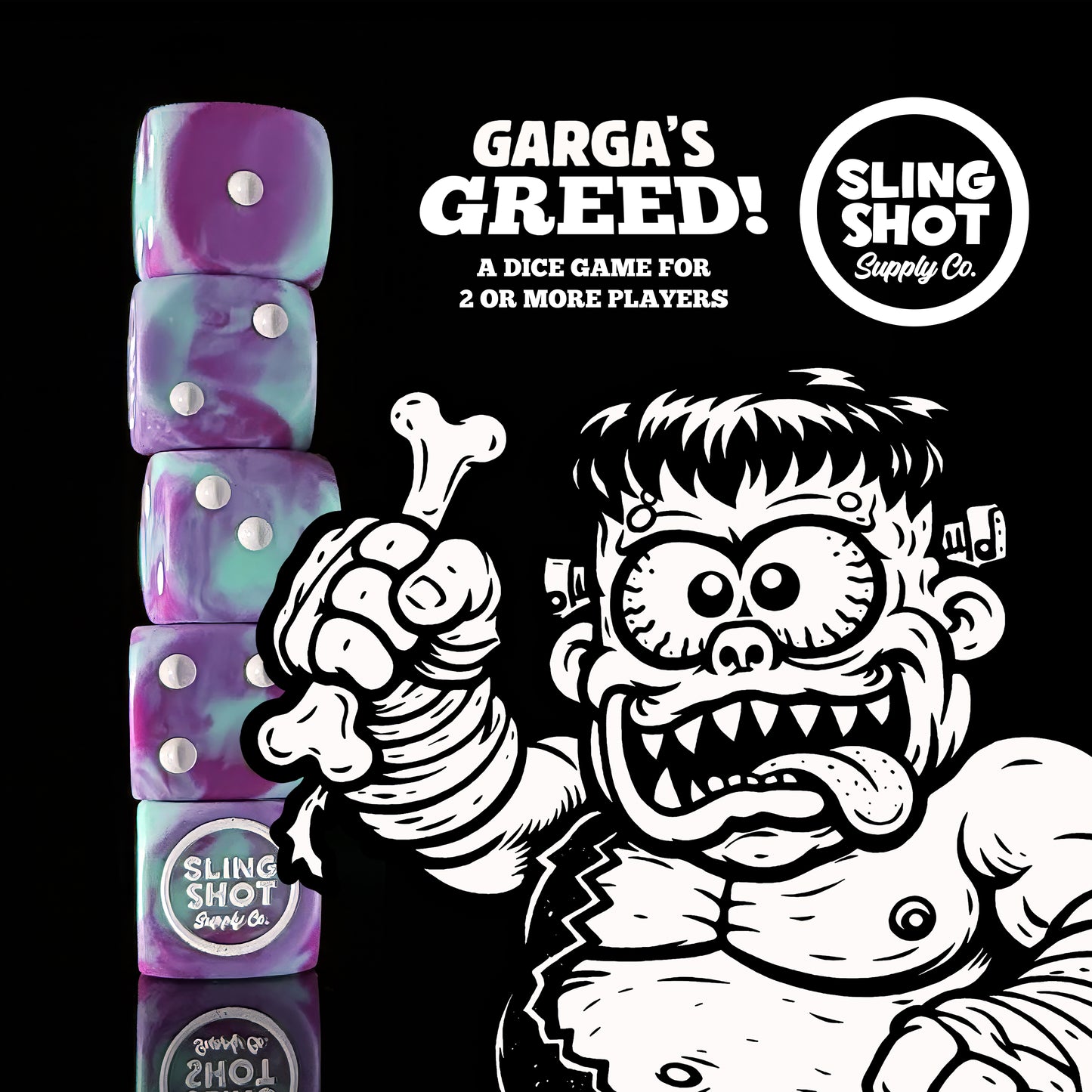 "Garga's Greed" Hand-Swirled Dice Set